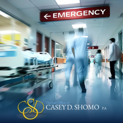 Medical professionals rushing around the emergency room at a Jupiter hospital