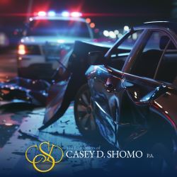 A police car at the scene of a car accident in Palm Beach Gardens